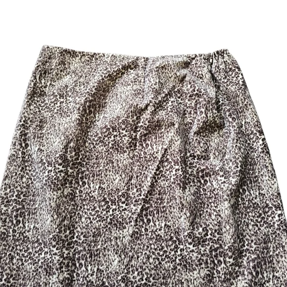 New Talbots Animal Cheetah Print Brown and Black 100% Cotton A-Line Skirt - Picture 3 of 5